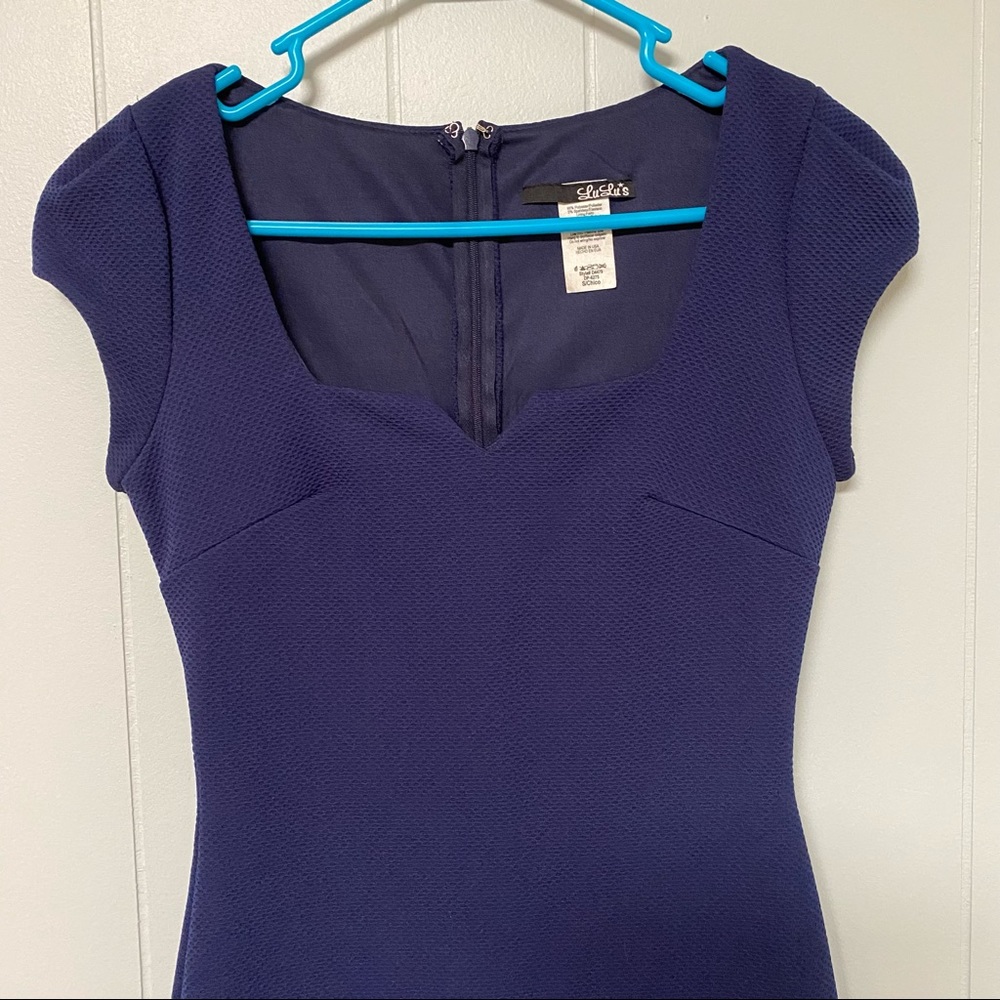 Lulu’s Navy Blue Cap Sleeve Midi Bodycon Dress